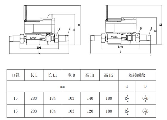 直飲水水表外形尺寸